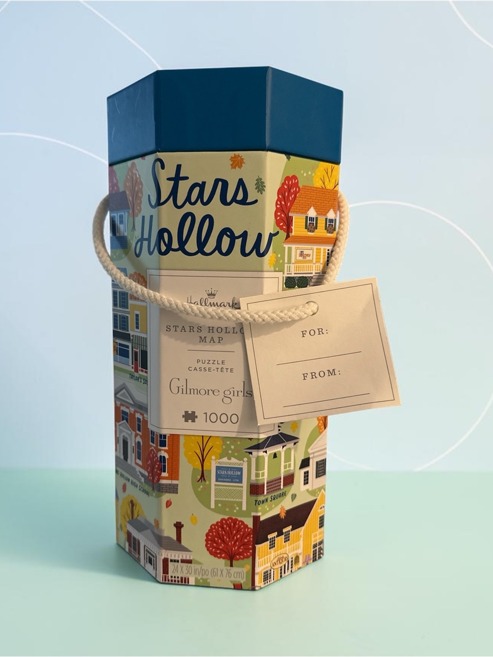 Hallmark Stars Hollow Map Puzzle Hex Gift Tin - Blue & Orange